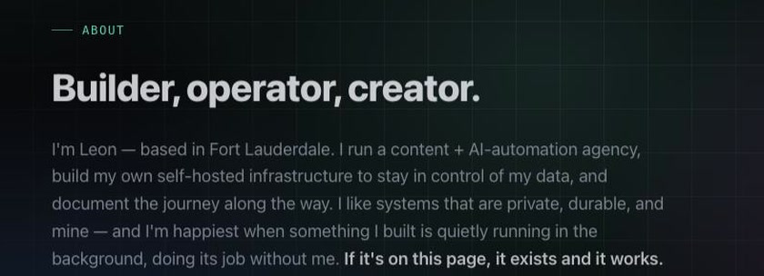 About block on szczleon.com closing on the site's operating law: if it's on this page, it exists and it works.